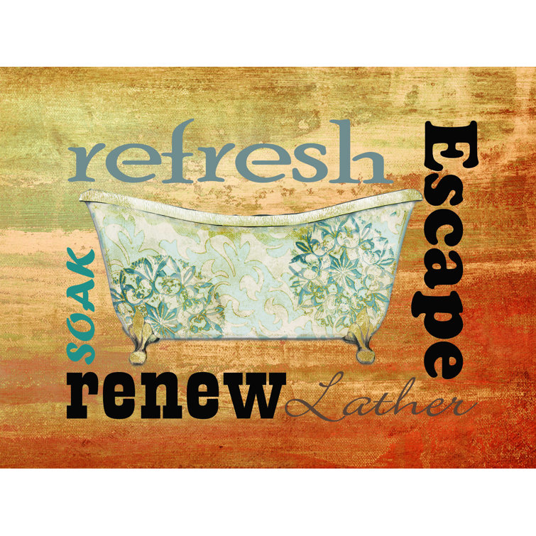 Trinx Bath Tub Words 2 Wrapped Canvas Print Wayfair